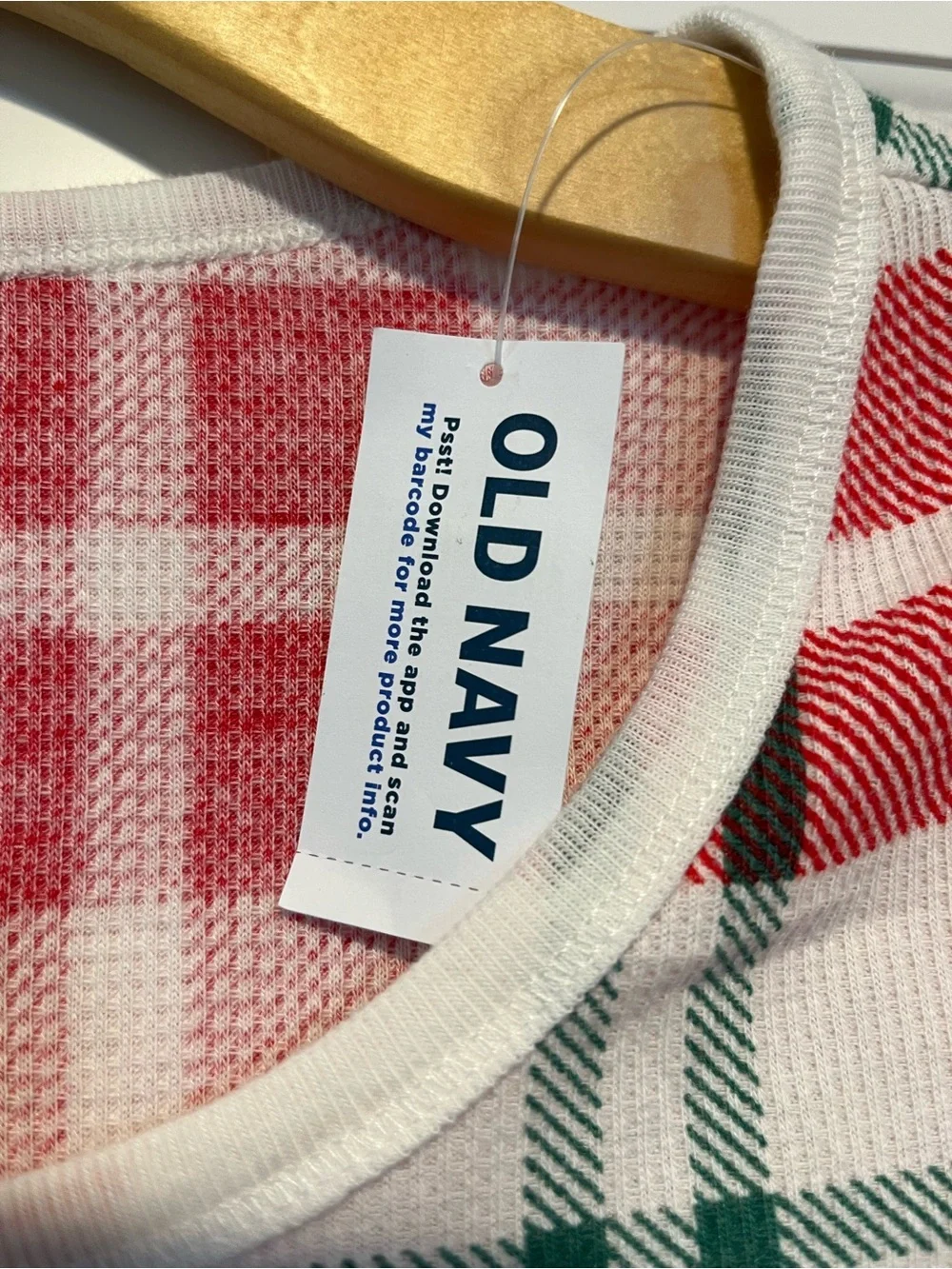 Old Navy Red, White & Green Plaid Long-Sleeve Tee